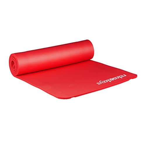 Relaxdays Unisex – Erwachsene Yogamatte, 1 cm dick, für Pilates, Fitness, gelenkschonend, mit Tragegurt, Gymnastikmatte 60 x 180 cm, rot Relaxdays Unisex – Erwachsene Yogamatte, 1 cm dick, für Pilates, Fitness, gelenkschonend, mit Tragegurt, Gymnastikmatte 60 x 180 cm, rot von Relaxdays