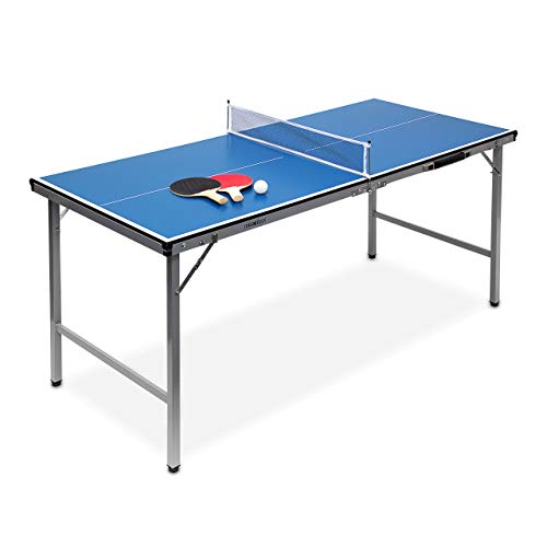 Relaxdays Unisex Jugend Midi Indoor Klappbare Tischtennisplatte, HBT: 71 x 150 x 67 cm, tragbarer Ping Pong Tisch, Netz, Bälle, Schläger, blau Relaxdays Unisex Jugend Midi Indoor Klappbare Tischtennisplatte, HBT: 71 x 150 x 67 cm, tragbarer Ping Pong Tisch, Netz, Bälle, Schläger, blau von Relaxdays