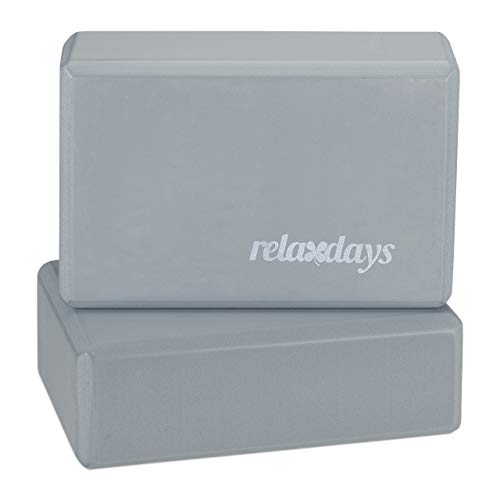 Relaxdays Yogablock im 2er Set, Yoga-Klötze für Yoga-Übungen, Hartschaum, rutschfest, Yoga-Würfel HBT: 8x23x15 cm, grau von Relaxdays