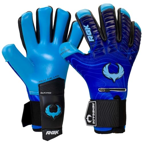 Renegade GK Eclipse Riptide Professionelle Torwarthandschuhe Finger Schutz | 4mm EXT Contact Grip, Wrist Support | Blau Torwart Handschuhe (Größe 10, Erwachsener, Neg. Cut, Level 5) von Renegade GK