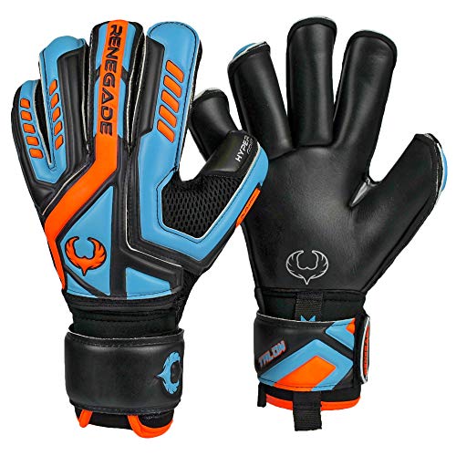 Renegade GK Talon Cyclone 2 Torwarthandschuhe Mit Pro-Tek Finger Schutz | 4mm Hyper Grip & Duratek | Schwarz, Blau Fußball Torwart Handschuhe (Größe 5, Kinds, Junge, Mädchens, Roll Cut, Lvl 3) von Renegade GK