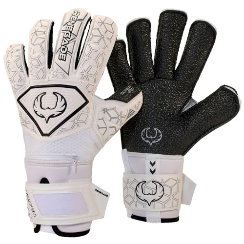 Renegade GK Triton Polaris Torwarthandschuhe Pro Finger Schutz | 3.5+3mm Super XD Grip & 4mm Duratek | Schwarz & Weiß Torwart Handschuhe (Größe 8, Jugend-Erwachsener, Roll-Neg. Hybrid Cut, Level 2) von Renegade GK