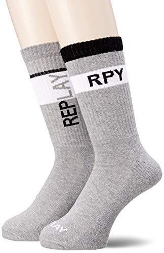 Replay 3A Logo Socken Grey Melange/Black 39/42 von Replay