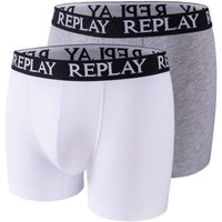 2er Pack REPLAY Basic Boxershorts Herren white/grey melange M von Replay
