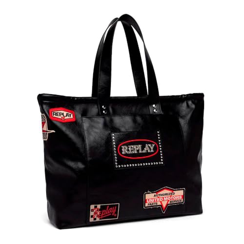 Replay Damen Shopper aus Kunstleder, Schwarz (Black 0098), Onesize von Replay