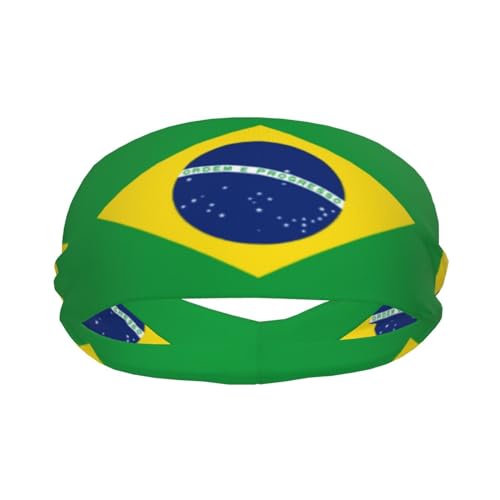 Sport-Schweißband-Stirnbänder für Damen und Herren, feuchtigkeitsableitend, athletische Flagge von Brasilien, Design für Laufen, Yoga, Fitnessstudio, ideal für Sportbegeisterte von Rervhei