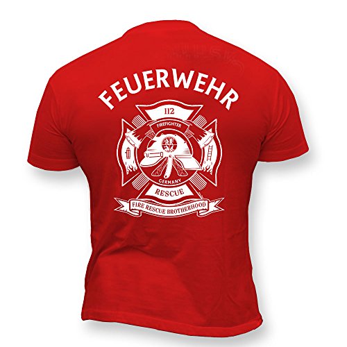 Rescue Point Firefighter Fireman Feuerwehr Herren T-Shirt KF2DE (Rot, XL) von Rescue Point