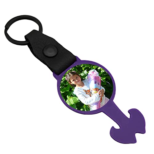 Foto Einkaufswagenlöser fliederlila Schlüsselanhänger personalisierbar mit Wunschfoto Wunschbild als Geschenk Geschenkidee von Reskey