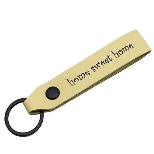Home Sweet Home Schlüsselanhänger graviert farbig Beige von Reskey