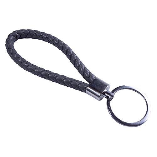 Leder Schlüsselanhänger als geflochtenes Seil farbig Grau von Reskey