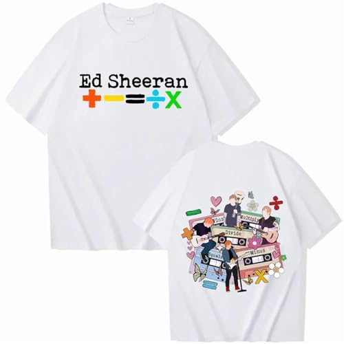 Baumwoll T-Shirt Ed She-Eran Tour Bedrucktes T-Shirt Für Männer Und Frauen O Ausschnitt Kurzarm T-Shirt Rapper-Shirt Popmusik Fan Geschenk XS-3XL-Black||XS von Respeto