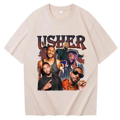Baumwoll T-Shirt Hip-Hop Singer Usher Shirt Usher Bedrucktes Musikshirt Geschenk Für Usher Fans Rundhals Kurzarm Shirt Unisex XS-3XL-Black||XS Baumwoll T-Shirt Hip-Hop Singer Usher Shirt Usher Bedrucktes Musikshirt Geschenk Für Usher Fans Rundhals Kurzarm Shirt Unisex XS-3XL-Black||XS von Respeto