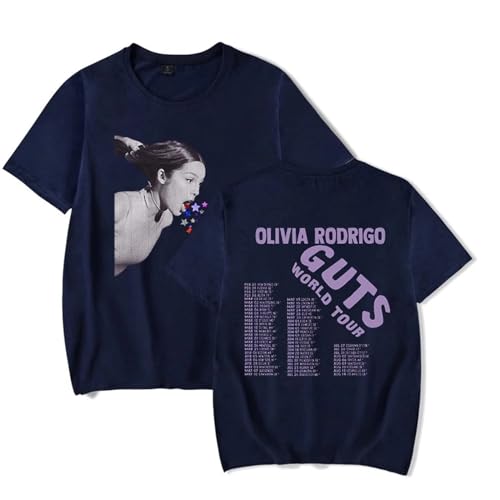 Olivia Rodrigo Bedrucktes Baumwoll-T-Shirt, Herren-Damen-Erwachsenen-T-Shirt, Lustiges T-Shirt, Hip-Hop-Straßen-T-Shirt, Sommer-Paar-T-Shirt, XS-3XL-Black||XS von Respeto