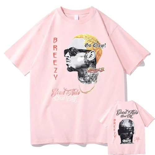 Rapper Chris Brown Breeze Grafik T-Shirt Hip Hop Street R&B Kurzarm Top Baumwolle Herren T-Shirt Sommer Unisex T-Shirt XS-3XL-Black||XS von Respeto