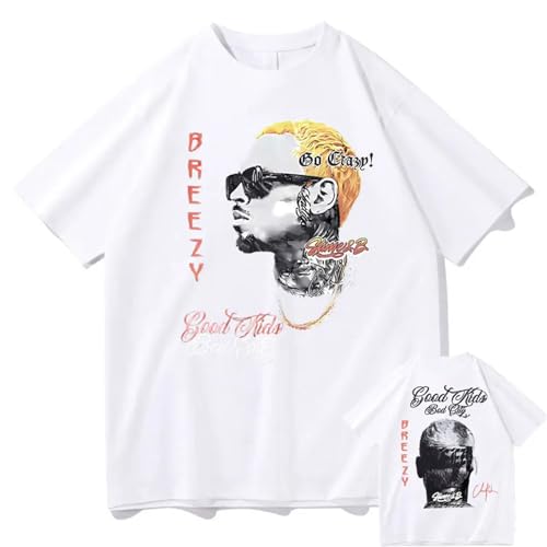 Rapper Chris Brown Breeze Grafik T-Shirt Hip Hop Street R&B Kurzarm Top Baumwolle Herren T-Shirt Sommer Unisex T-Shirt XS-3XL-Black||XS von Respeto