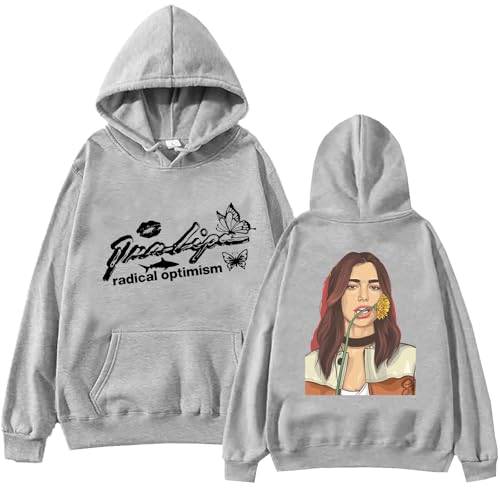 Rapper Print Hoodie Dua-Lipa Pullover Tops Sweatshirt Langarm Unisex Sweatshirt LIPA Funny Cartoon DUA Hoodie Harajuku Pullover Tops Sweatshirt XS-3XL-Grey||3XL von Respeto