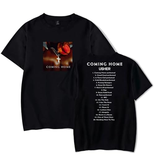 Rapper Tour Bedrucktes T-Shirt Usher Coming Home T-Shirt Damen Herren Mode Lässig Hip Hop Stil Kurzarm T-Shirt XS-3XL-Black||XS Rapper Tour Bedrucktes T-Shirt Usher Coming Home T-Shirt Damen Herren Mode Lässig Hip Hop Stil Kurzarm T-Shirt XS-3XL-Black||XS von Respeto