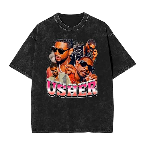 Respeto Gewaschenes T-Shirt Unisex 90er Usher Print T-Shirt Y2K Retro Einfaches T-Shirt Rundhals Harajuku T-Shirt Print Lockeres Oberteil-S Respeto Gewaschenes T-Shirt Unisex 90er Usher Print T-Shirt Y2K Retro Einfaches T-Shirt Rundhals Harajuku T-Shirt Print Lockeres Oberteil-S von Respeto