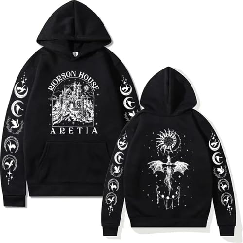 Respeto Kapuzenpullover Fourth Wing, Emblem-Sweatshirt, Basgiath War, Männer, Modisch, Cooler, Übergroßer Kapuzenpullover, XS-3XL-Black||XS von Respeto