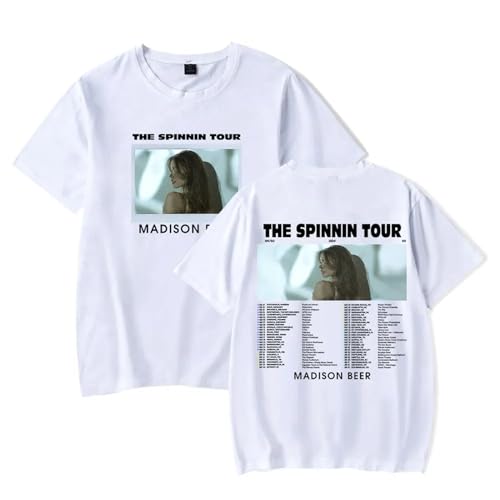 Respeto T-Shirt Madison Beer Herren Und Damen-Baumwoll T Shirt The Spinnin Tour Peripheral Print T-Shirt Universal Fashion Fun Kurzarm-Pullover T-Shirt Casual Street Fan Geschenk XS-3XL-Black||XS von Respeto