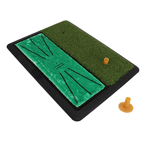 2-in-1-Golf-Trainingsmatte, rutschfest, Dual Turf, Golf-Schlagmatte, Samt, 10 mm technisches Gras von Restokki