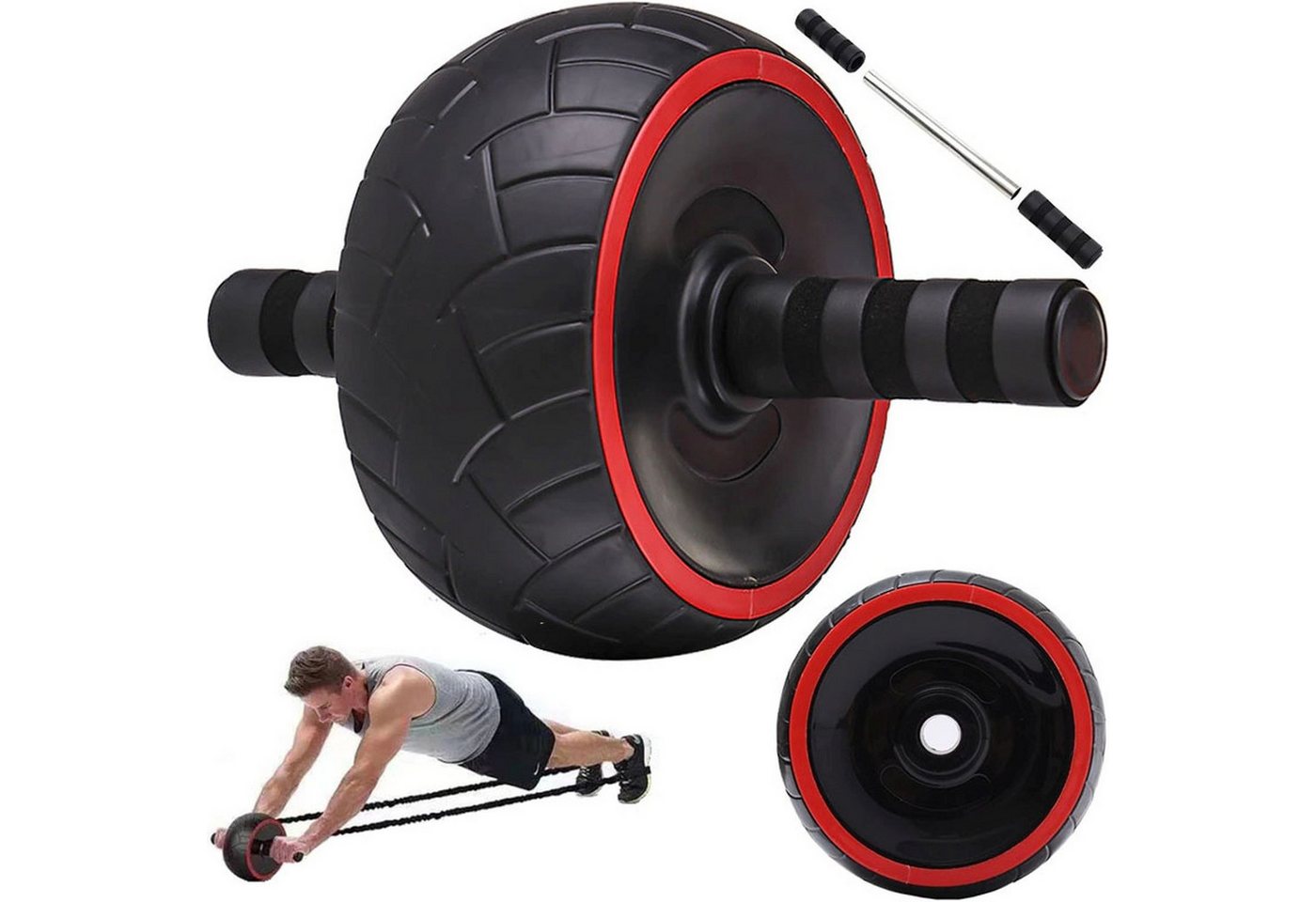 Retoo AB-Roller Bauchroller AB Wheel Bauchmuskeltrainer Bauchtainer Fitness Gerät (Set, Übungsrad,Bar, Griffe aus Schaumstoff,Knieschoner,Box), Hochwertige Verarbeitung, Für Übungen zu Hause oder im Fitnessstudio von Retoo