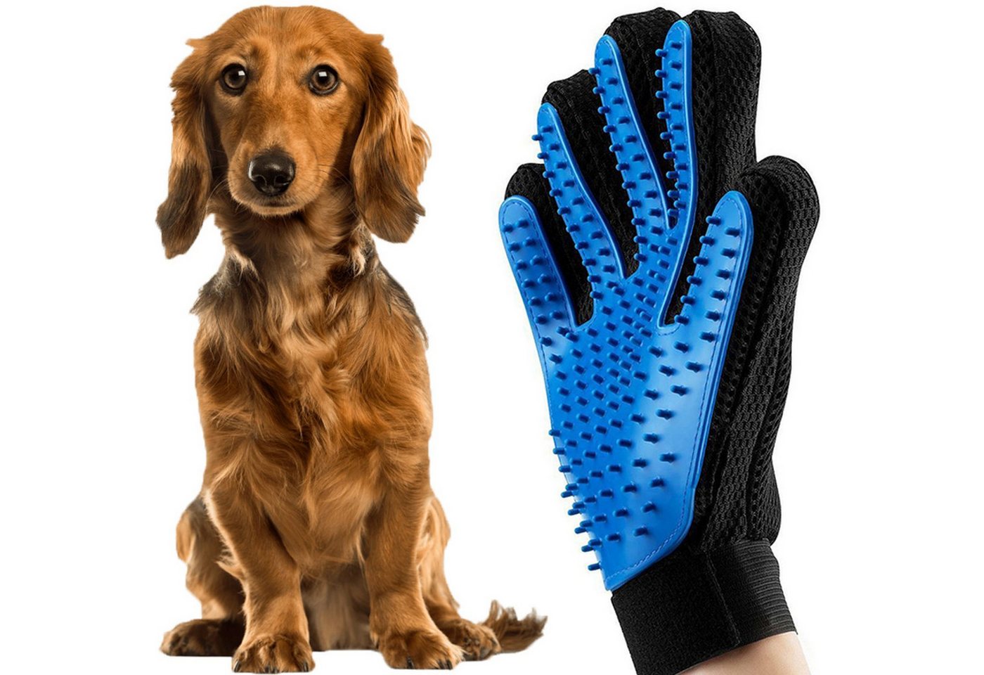 Retoo Fellpflegehandschuh Fellpflege Handschuh Hunde Katzen Tierhaar Bürste Fell Pflege Blau, Silikon, (Fellpflegehandschuh Haustier Handschuh Bürste für Katze Hund), 190 Silikonvorstöße, Universelle Verwendung, angemessene Pflege von Retoo