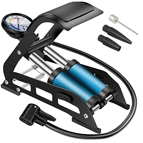 Retoo Fußpumpe mit Doppelzylinder, Fahrrad Luftpumpe für alle Ventile, Leistungsstarke Fußluftpumpe bis 7 bar für Fahrrad, Ball, Tretpumpe mit langem Schlauch 65cm, Fahrrad-Reifenpumpe Retoo Fußpumpe mit Doppelzylinder, Fahrrad Luftpumpe für alle Ventile, Leistungsstarke Fußluftpumpe bis 7 bar für Fahrrad, Ball, Tretpumpe mit langem Schlauch 65cm, Fahrrad-Reifenpumpe von Retoo