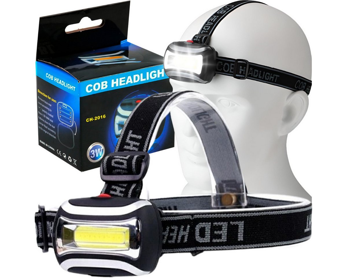 Retoo Stirnlampe LED COB Stirnlampe Kopflampe Super Hell Scheinwerfer Taschenlamp (Packung, Stirnlampe), Diode LED COB, 3 x Batterie AAA (es gibt nicht im Satz), 3 Moden von Retoo