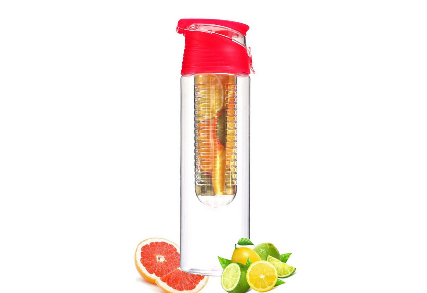Retoo Trinkflasche Trinkflasche Sportflasche Wasserflasche mit Sieb Fruchteinsatz 700ml, 700 ml, Höhe: 26 cm, BPA-frei, Tritan, Stopfen mit Dichtung und Griff von Retoo