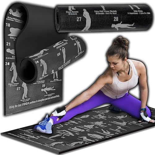 Retoo Yogamatte Rutschfeste Umweltfreundliche Trainingsmatte mit Tragegurt Dicke Übungs und Trainingsmatte für Yoga Pilates und Fitness 28 Position (173 cm x 61 cm x 3 mm) von Retoo