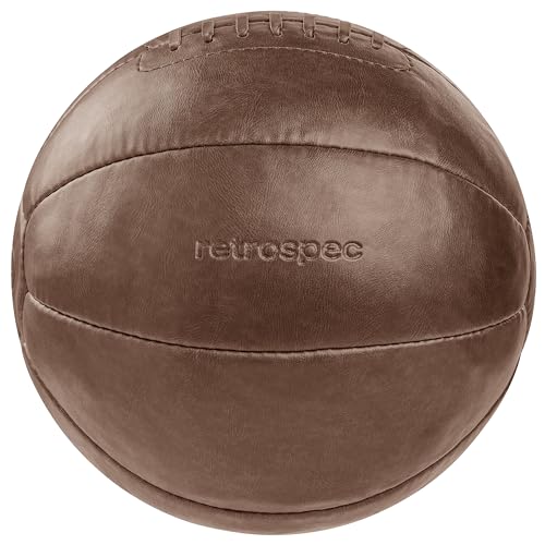 Retrospec Core Weighted Medizinball 3,6 kg, 100% Leder mit stabilem Griff für Krafttraining, Genesung, Balanceübungen und andere Ganzkörpertraining von Retrospec