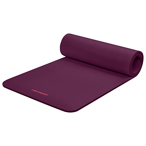 Retrospec Solana Yogamatte, 1,27 cm dick, mit Nylongurt für Damen und Herren, rutschfeste Trainingsmatte für Yoga, Pilates, Stretching, Boden- und Fitness-Workouts, Boysenberry von Retrospec