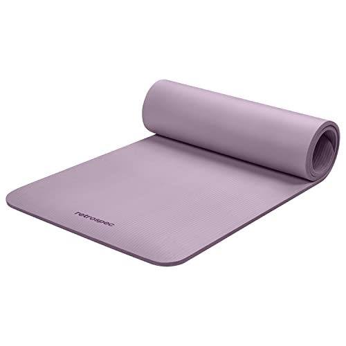 Retrospec Solana Yogamatte, 1,27 cm dick, mit Nylonband, für Damen und Herren, rutschfeste Trainingsmatte für Yoga, Pilates, Stretching, Boden- und Fitness-Workouts, violetter Dunst von Retrospec