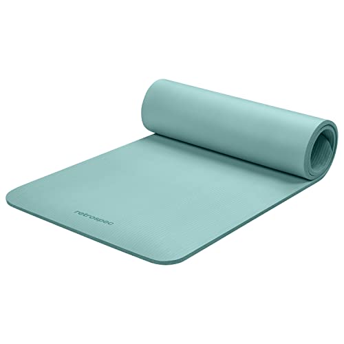 Retrospec Solana Yogamatte, 1,27 cm dick, mit Nylongurt für Damen und Herren – rutschfeste Trainingsmatte für Yoga, Pilates, Stretching, Boden- und Fitness-Workouts, Blue Ridge von Retrospec