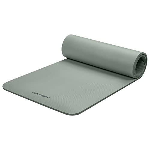 Retrospec Solana Yogamatte, 1,27 cm dick, mit Nylongurt für Damen und Herren – rutschfeste Trainingsmatte für Yoga, Pilates, Stretching, Boden- und Fitness-Workouts, Salbei von Retrospec