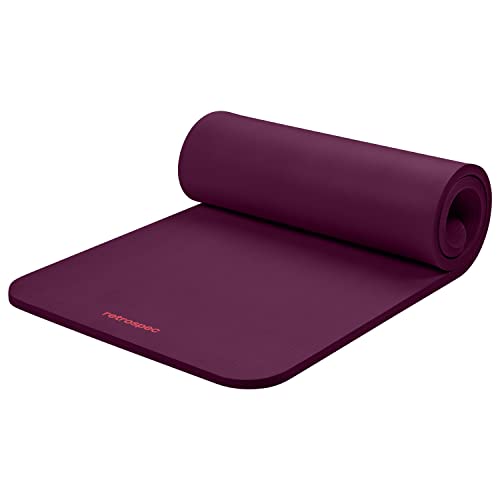 Retrospec Solana Yogamatte, 2,5 cm dick, mit Nylon-Gurt für Damen und Herren, rutschfeste Übungsmatte für Zuhause, Yoga, Pilates, Stretching, Boden- und Fitness-Workouts – Boysenberry von Retrospec