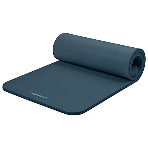 Retrospec Solana Yogamatte, 2,5 cm dick, mit Nylongurt für Damen und Herren – rutschfeste Übungsmatte für Zuhause, Yoga, Pilates, Stretching, Boden- und Fitness-Workouts – Ozeanblau von Retrospec