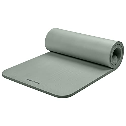 Retrospec Solana Yogamatte, 2,5 cm dick, mit Nylongurt für Damen und Herren – rutschfeste Übungsmatte für Zuhause, Yoga, Pilates, Stretching, Boden- und Fitness-Workouts – Salbei von Retrospec