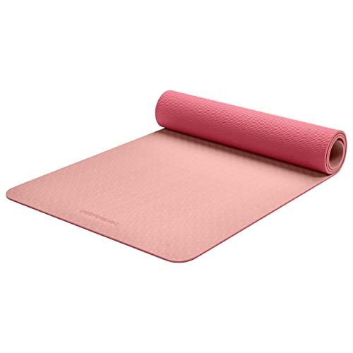 Retrospec Zuma Yogamatte mit Nylon-Tragegurt für Damen und Herren – rutschfeste Trainingsmatte für Hot Yoga, Pilates, Stretching, Boden- und Fitness-Workouts – Rouge von Retrospec