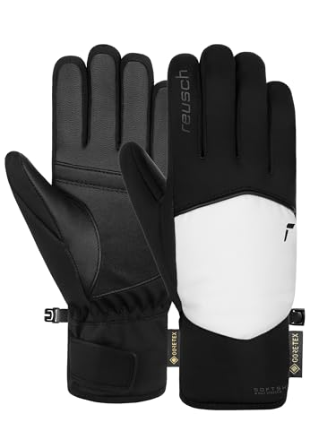 Reusch Amira Gore-TEX warme, wasserdichte, Winddichte und atmungsaktive Winterhandschuhe Fingerhandschuhe Schneehandschuhe Skihandschuhe mit Ziegenleder für Damen, schwarz-weiß von Reusch