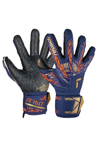 Reusch Attrakt Fusion Guardian Junior Torwarthandschuhe für Kinder mit Evolution Negative Cut, 7, blau-Gold-schwarz von Reusch