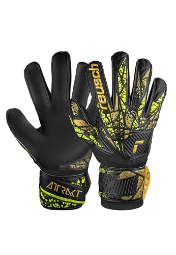 Reusch Attrakt Infinity Finger Support Junior Torwarthandschuhe für Kinder optimal für Kunstrasen, 6, schwarz-Gold-gelb Reusch Attrakt Infinity Finger Support Junior Torwarthandschuhe für Kinder optimal für Kunstrasen, 6, schwarz-Gold-gelb von Reusch