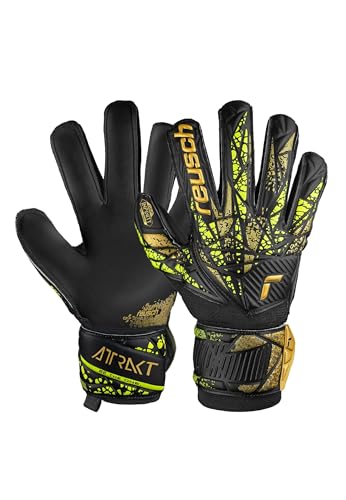 Reusch Attrakt Infinity Finger Support Torwarthandschuhe für Erwachsene optimal für Kunstrasen, 8, schwarz-Gold-gelb Reusch Attrakt Infinity Finger Support Torwarthandschuhe für Erwachsene optimal für Kunstrasen, 8, schwarz-Gold-gelb von Reusch