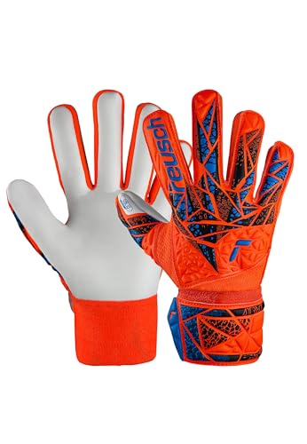 Reusch Attrakt Starter Solid Finger Support Junior Torwarthandschuhe für Kinder für alle Spielfeldoberflächen, 6, orange-blau von Reusch