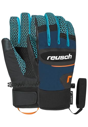 Reusch Dragon R-TEX® XT warme, wasserdichte, Winddichte und atmungsaktive Unisex Winterhandschuhe Fingerhandschuhe Schneehandschuhe Skihandschuhe für Damen und Herren, blau-orange von Reusch