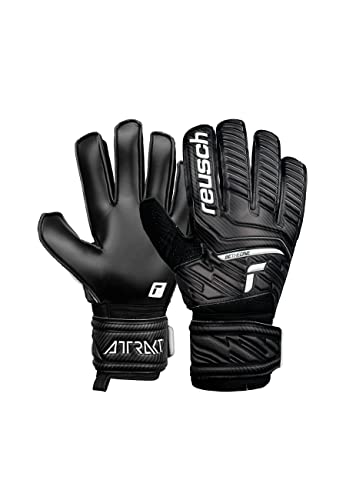 Reusch Herren Attrakt Unisex Torwarthandschuhe mit Außennaht Schnitt und Solid Belag, geeignet für alle Spielfeldoberflächen Fußballhandschuhe für Erwachsene, schwarz, 11 von Reusch