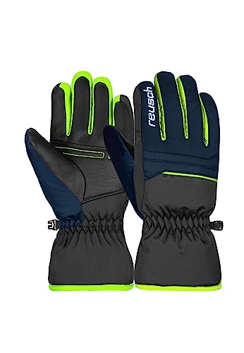 Reusch Unisex Jugend Kinder Handschuhe Alan Junior Warm, Winddicht, Extra Atmungsaktiv, schwarz/blau/grün, schwarz/blau/grün, 4.5 von Reusch