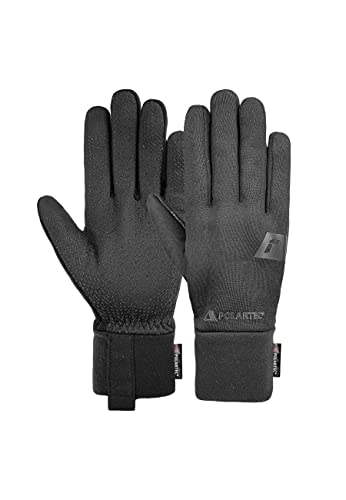 Reusch Power Stretch Touch-TEC kurzer Abschluss, schnelltrocknende Sporthandschuhe für Laufen Radfahren Wandern, Touchscreen Winter-Handschuhe, schwarz, 10 von Reusch