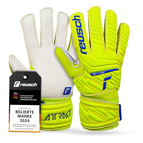 Reusch Unisex Torwarthandschuhe Attrakt Solid Junior safet yellow/dp blue/whit 4 von Reusch